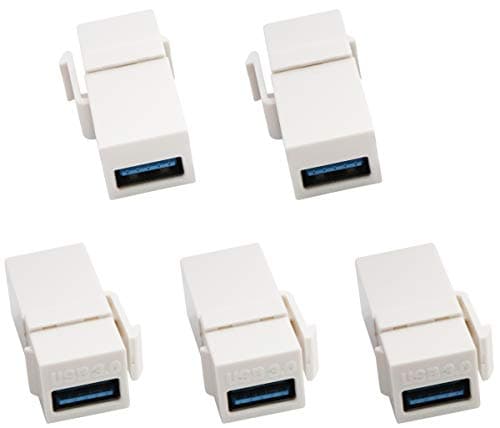 Image of AAOTOKK USB 3.0 A Keystone Adapter Female to Female USB 3.0 A Keystone Jack Insert Socket Coupler Adapter for Wall Plate Outlet Panel (White/5 Pack)