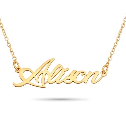 Image of ZNA Jewels Personalised Name Necklace for Women - Customised Sterling Silver Dainty Heart Pendant, Elegant Jewellery Ideal for Birthday, Gifts for Women, Girls & Teens (18K Gold)