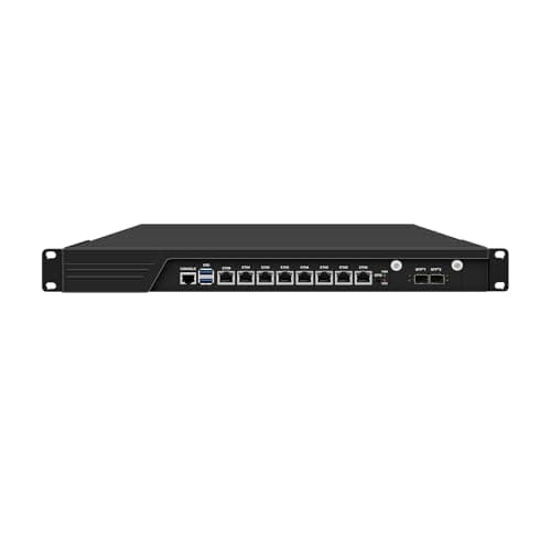 Image of ANDAQI 1U Cabinet Firewall Appliance 10GbE, Mikrotik, OPNsense, VPN, Network Rackmount, I3 9100, RJ60, 8 x Intel 1GbE LAN, 2 x SFP+ 82599ES 10GbE, 4G RAM, 64G SSD