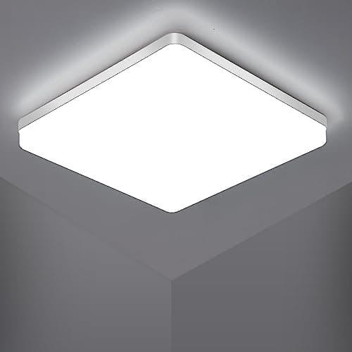 Image of Riserva LED Square Ceiling Light 48W,6500K Cool White, LED Ceiling Lamp Modern IP44 for Bathroom, Living Room, Kitchen, Bedroom, Hallway, Balcony, Office, 30CM White