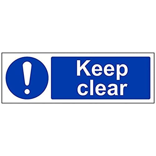 Image of V Safety Keep Clear Sign - 300mm x 100mm - Self Adhesive Vinyl