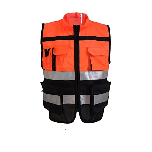 Image of SENRISE High Visibility Reflective Vests Hi Viz High Vis Visibility Vests, 2 Band Reflective Security Work Contractor Safety Vest Waistcoat Jacket, Outdoor Work Vest Size L-3XL (1 Pack, Orange, XL)