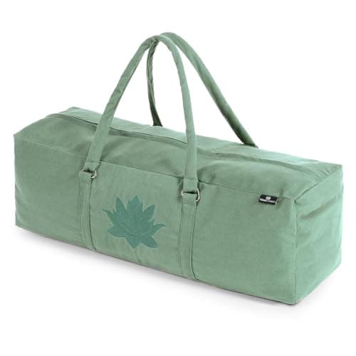 Image of Yoga Studio Yoga Kit Bag | YKK Full Zipp Fastening Carrier Equipment Bag | Cotton Yoga & Pilates Unisex Mat Bag with Storage Pocket Compartments for Mats & Accessories | Fits Most Mat Sizes - S Green