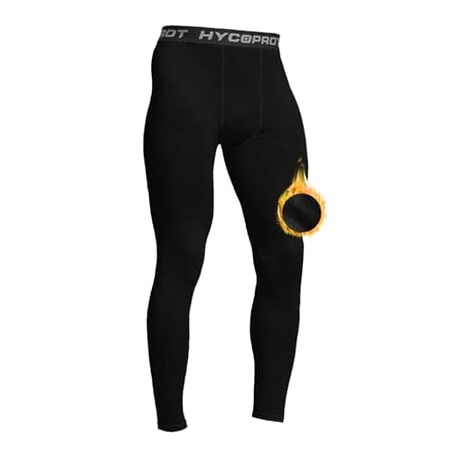 Image of HYCOPROT Men's Thermal Underwear Trouser Long Johns Bottom Winter Warm Base Layer Sports Pants Thermal Compression Leggings for Ski, Outdoors,Hiking (Black, M)