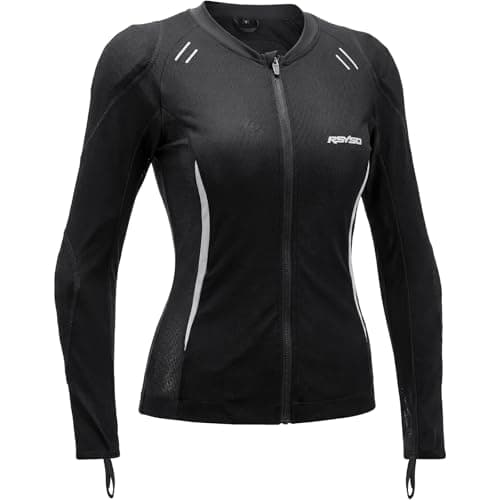 Image of RSYSO Women's Armored Motorcycle Shirt with CE Certified Protective Mesh Jacket with Reflective Strips, All Season Motorcycle Riding Shirt for Motorcycle Bicycle Scooter Riding Gear