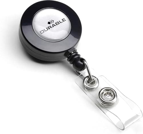 Image of Durable Badge Reel in Charcoal | Pack of 10 | Ideal for Securely Holding Name Badges, Security Passes, Key Fobes, etc.