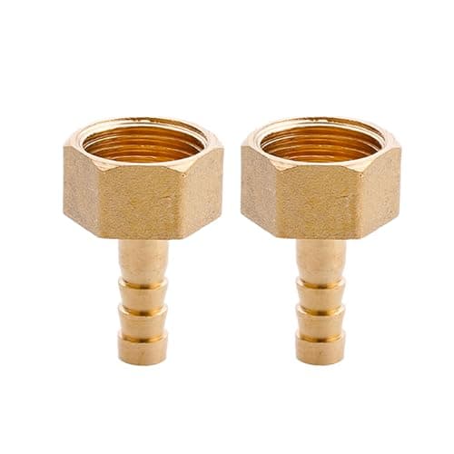 Image of TopHomer 2PCS Brass Barb Hose Fitting, G 1/2 Inch Female Thread Barbed Tail Hose Pipe Connector Adapter, Garden Hose Coupler Joint for Fuel Air Gas Water Oil (8mm)