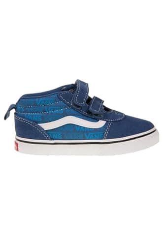 Image of Vans Toddler's Ward Mid Velcro Sneaker, Tonal Logo Bijou Blue, 4.5 UK
