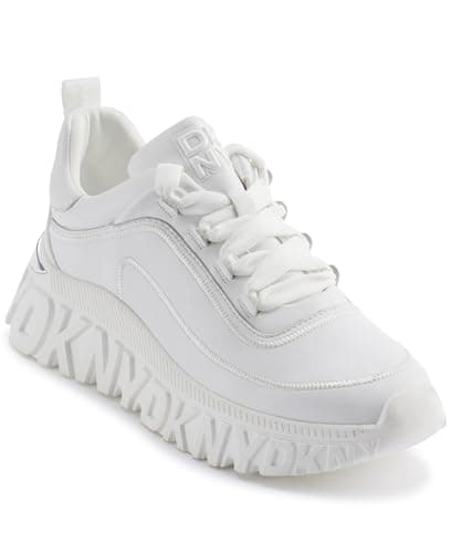 Image of DKNY Women's Lacombe Lace Up Trainers, White, 5 UK