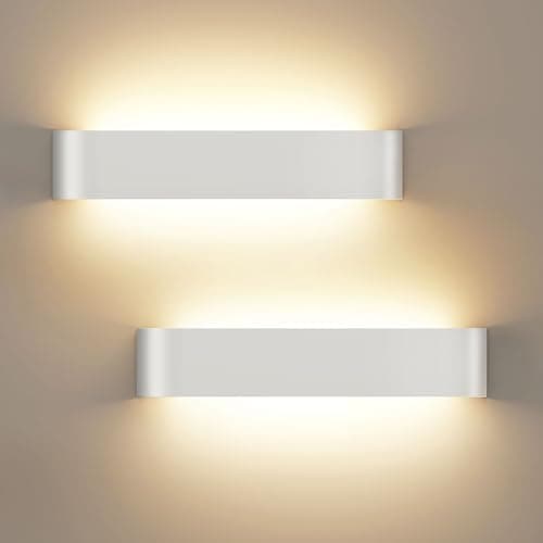 Image of OOWOLF Indoor Led Wall Lights - 2 Pack 3000K/4500K/6000K Adjustable Color Temperature Wall Lights for Bedroom Living Room Kitchen Dining Room (White-16 Inch, 2 Pack)