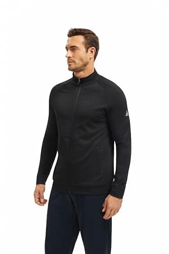 Image of AMZSPORT Mens Sport Jacket Lightweight Microfleece Full-Zip Pullover with Pockets for Outdoor Hiking Casual Wear and Running,Black XL