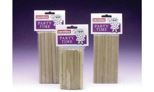 Image of WOODEN STICKS CRAFTS LOLLY ICE TOFFEE POP CANDY T APPLE LOLLIPOP PARTY TIME (24, Lollysticks 15cm)