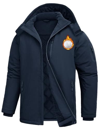 Image of Voqeen Mens Jackets Winter Water Repellent Softshell Hooded Coat Lightweight Insulated Padded Jacket for Outdoor Mountain Hiking Fishing