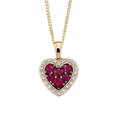 Image of Ruby heart and diamond pendant