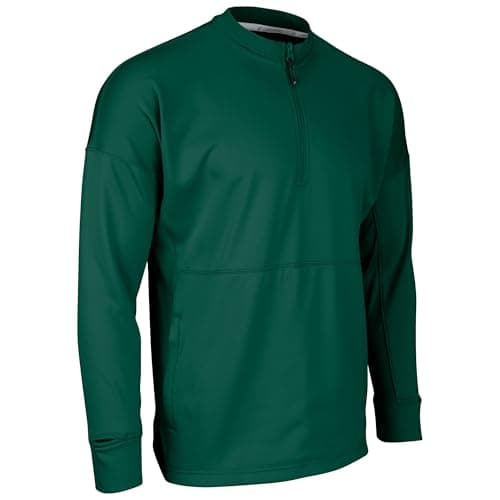 Image of CHAMPRO Men's Lineup Fleece 1/4 Zip Crew Sweatshirt, Forest Green, S