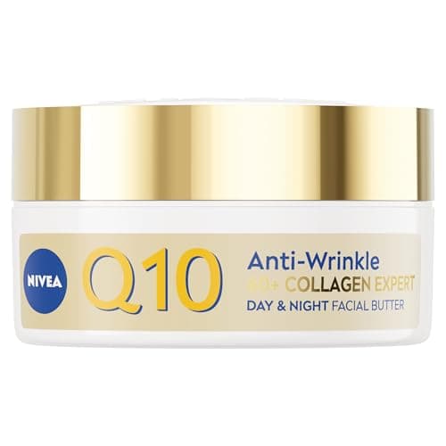 Image of NIVEA Q10 Anti-Wrinkle Collagen Expert Day & Night Facial Butter (50ml), Firming Day and Night Cream for Sagging Skin, Formulated for Mature Skin 60+