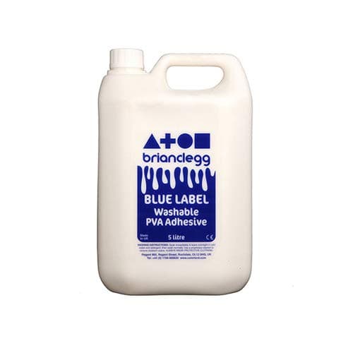 Image of Brian Clegg GL18 Blue Label Washable PVA Adhesive, Single, 5L Container, Pack of 4