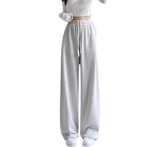 Image of Baggy Joggers Teen Girls Oversized Wide Leg Loose Sweatpants Elastic High Waist Drawstring Sweat Pants Jogging Tracksuit Bottoms Kids Big Girl School Trousers Preppy Clothes Grey 5-6 Years