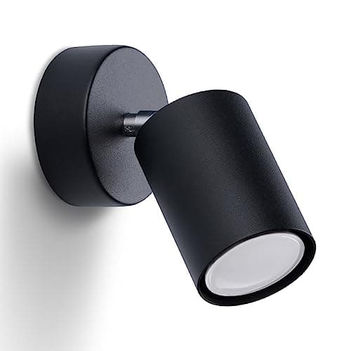 Image of Sollux Indoor Wall Light - Wall Lighting - LED Wall Light Indoor - Wall Spotlight Indoor - Bulb Not Included - Lamp Wall Indoor Lemmi 1 Black - GU10 Socket