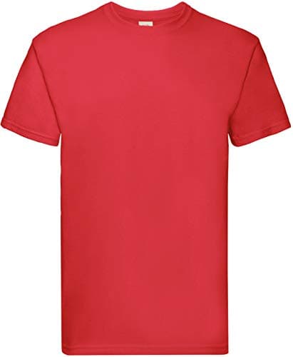Image of Fruit of the Loom Men's Super Premium Short Sleeve T Shirt, Red, M UK