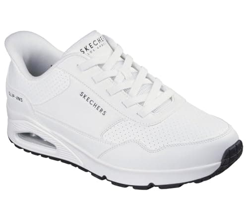 Image of Skechers Men's Uno Banksia Luxe Sneaker, White Duraleather/Mesh, 7 UK