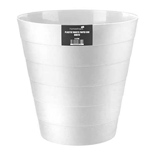 Image of HOMESHOPA Plastic Waste Paper Bin White, 6L Round Waste Basket Trash Can, Lightweight Rubbish Bin for Kitchen, Bedroom, Bathroom, Open-Top Design, Ourdoor Gargabe Container Dustbin