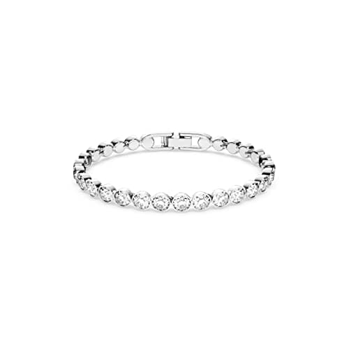 Image of Swarovski Women's Tennis Bracelet, Crystals, Rhodium Plated, White, Medium