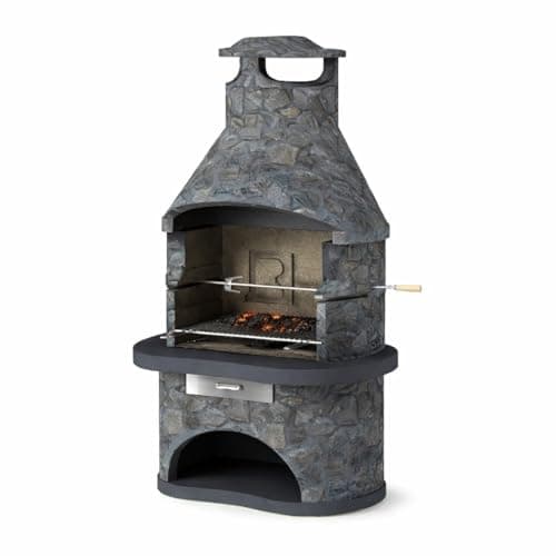 Image of Callow Retail Masonry Charcoal BBQ - Stone BBQ Grill Chimney - Dark Slate Tampere
