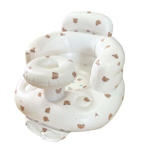 Image of Baby Inflatable Seat for Babies 3-36 Months Built in Air Pump Infant Back Support Sofa Toddler Chair for Sitting Up, Baby Shower Chair Outdoor Seat Floor Seater Children's Day Gifts (Bear)