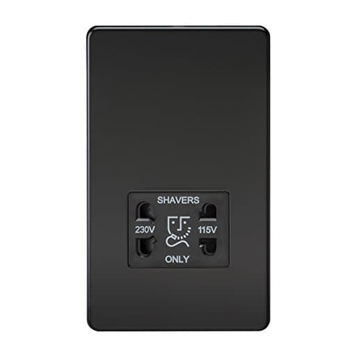 Image of Knightsbridge SF8900MB Screwless Dual Voltage Shaver Socket in Matt Black, 5.0 mm*148.5 mm*47.5 mm