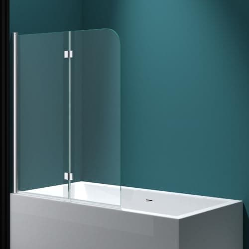 Image of Durovin Bathrooms Over Bath Shower Screen 180° Hinged 2 Fold Folding Shower Bath Screen Reversible Glass Panel