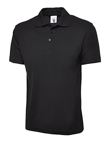 Image of Mens & Womens Classic Polo Shirt Short Sleeve Plain Tee Top Casual Work Sports (L, Black)