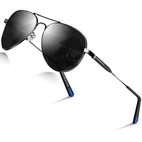 Image of DADA-PRO Sunglasses Mens Polarised Sunglasses Womens Pilot Sun Glasses Black Designer UV Protection Mirrored Reflective Dark Shades Glassesfor Driving Hiking Running (Black)