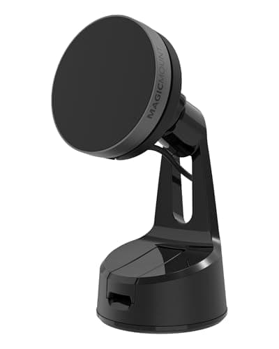Image of Scosche Qi2 MagSafe Car Mount, 15W Wireless Charging Suction Cup Phone Mount, Magnetic Windshield/Dashboard Cell Phone Holder with Fast USB-C Car Charger Compatible with iPhone 16/15/14/13/12, S25