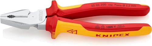 Image of KNIPEX High Leverage Combination Pliers Chrome-Plated Insulated with Multi-Component Grips, VDE-Tested 200 mm, 02 06 200
