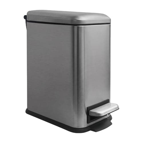 Image of JM ·YIPENG Bathroom Bin, 5L Pedal Bin with Soft Close Lids, Small Bin with Removable Inner Bucket,Slim Bins for Bathroom,Bedroom and Office,Grey