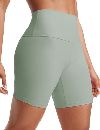 Image of CRZ YOGA Womens Butterluxe 6'' Yoga Shorts - High Waisted Workout Gym Leggings Running Spandex Biker Shorts Green Palm Court 10
