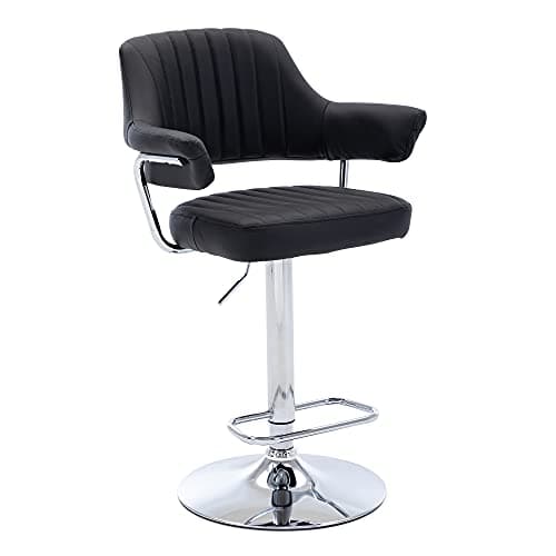 Image of HNNHOME Modern Emper Padded Swivel Faux Leather Breakfast Kitchen Bar Stool Pub Barstool (Black)