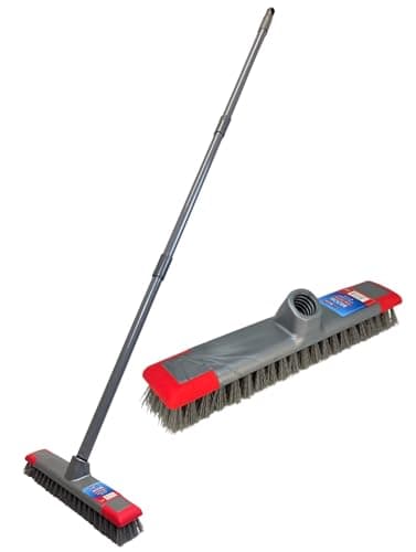 Image of Outdoor Broom - 1.2m Stick | 12" Head | Adjustable | Stiff Hard Brush | Scrub Brush long Handle | Sweeping Patio, Garden Yard Outdoor Driveway - By BEST HOUSE