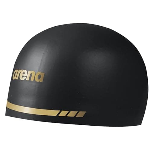 Image of Arena 3D Soft USA Unisex Silicone Swim Cap for Adults Durable Wrinkle Free Pool Training and Racing Swim Accessory, Black/Gold, Extra Large