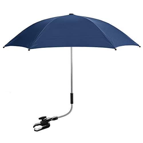 Image of For Your Little One Universal Baby Stroller Parasol Umbrella – UPF 50+ UV Sun Protection, Adjustable Clip-On Clamp, Fits Pram, Pushchair & Buggy (Blue)