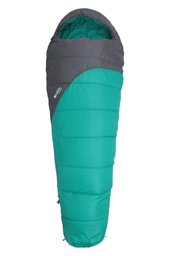 Image of Mountain Warehouse Summit 250 Sleeping Bag - 3/4 Season Insulated & Mummy Shaped Bag - For Spring Summer, Camping & Trekking Teal Right Handed Zip - Regular length (200cm)