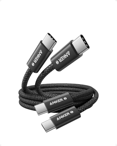 Image of Anker 240W Zolo USB C to USB C Cable, Braided and Dirt-Free Type-C Fast Charging Cable, for iPhone 17/16/15, iPad Pro, Samsung Galaxy, and More(240W, black, 1m+1m)