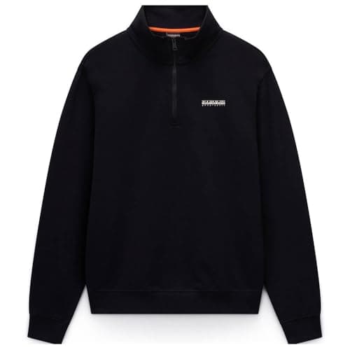 Image of Napapijri Men's Small Box Half Zip Sweatshirt Sudaderas, Black, XL