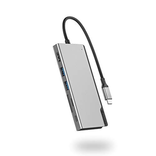 Image of ALOGIC USB C Hub, 6-in-1 Hub,4K HDMI,2 USB 3.0,1 USB C with Data & 100W Laptop Charging for MacBook Pro/Air(Thunderbolt 3 Compatible),iPad Pro/Air 2020, XPS one size grey (space grey)