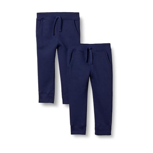 Image of Amazon Essentials Girls' Joggers, Pack of 2, Navy, 4 Years
