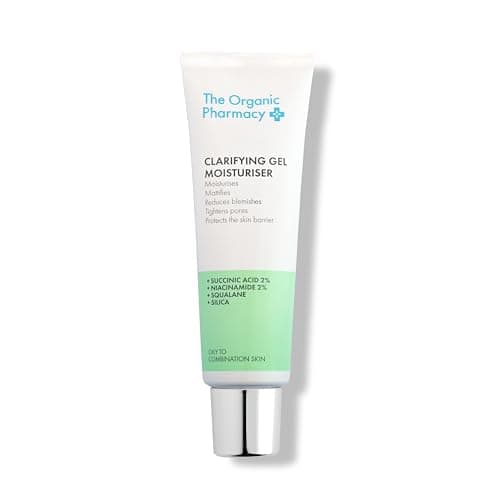 Image of The Organic Pharmacy Clarifying Gel Moisturiser 50ml, Hydrates, Mattifies, Reduces Blemishes, Refines Pores, With 2 Percent Succinic Acid, Niacinamide, Squalane, Clinically Proven Skincare