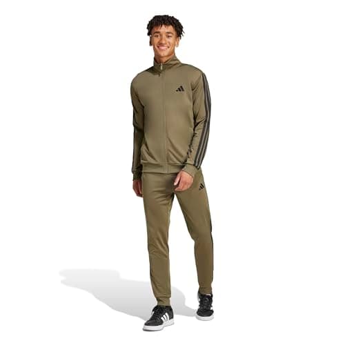 Image of adidas Men's Sportswear Basic 3 Stripes Tricot Track Suit, Olive Strata, M