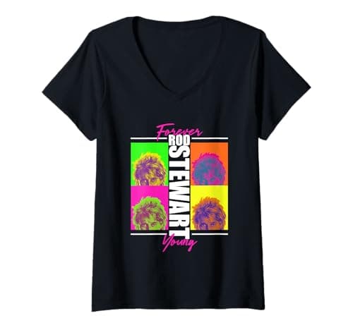 Image of Womens Rod Stewart Forever Young V-Neck T-Shirt