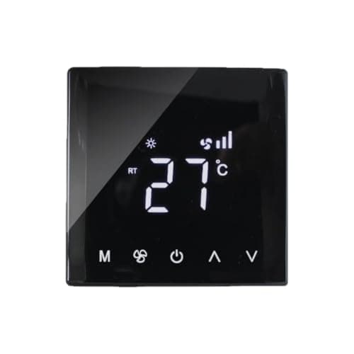 Image of Touch Screen Room Thermostat with Programmable Timer and Curved LCD Display for Underfloor and Central Heating Systems, Black